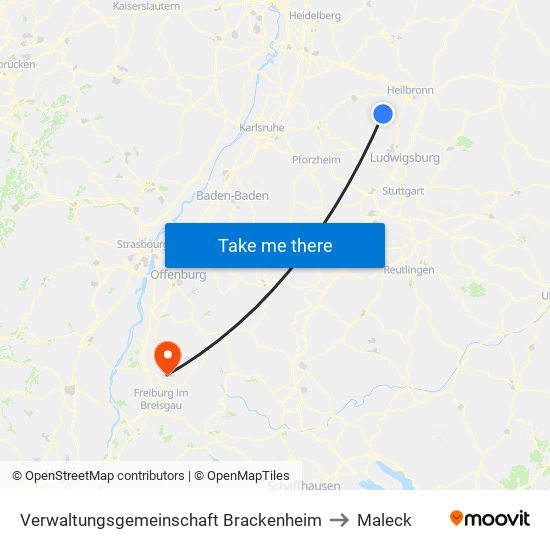 Verwaltungsgemeinschaft Brackenheim to Maleck map