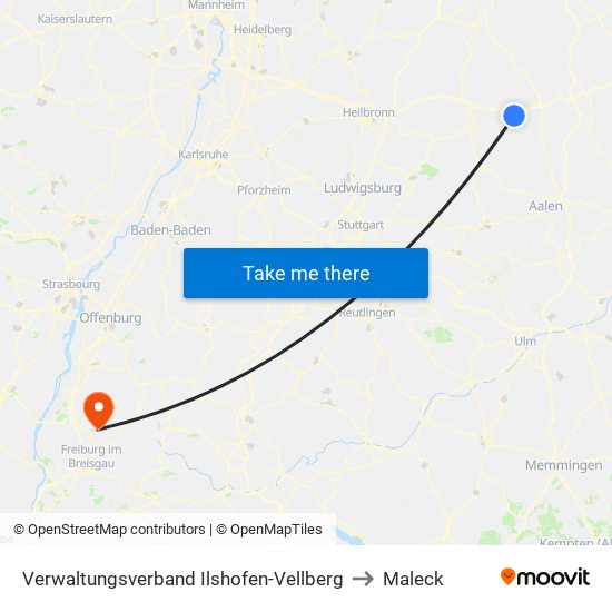 Verwaltungsverband Ilshofen-Vellberg to Maleck map