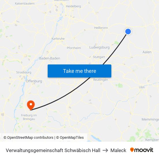 Verwaltungsgemeinschaft Schwäbisch Hall to Maleck map