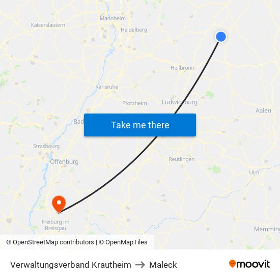 Verwaltungsverband Krautheim to Maleck map