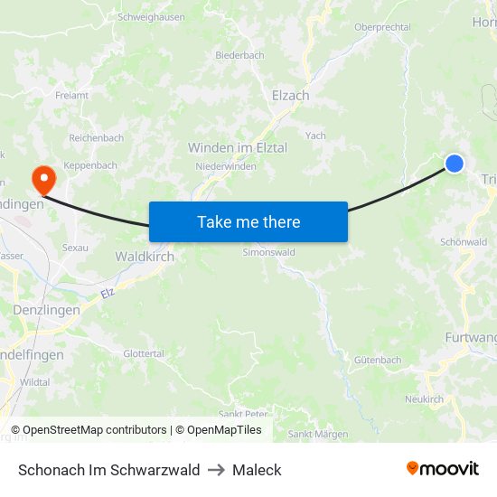 Schonach Im Schwarzwald to Maleck map