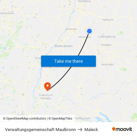 Verwaltungsgemeinschaft Maulbronn to Maleck map