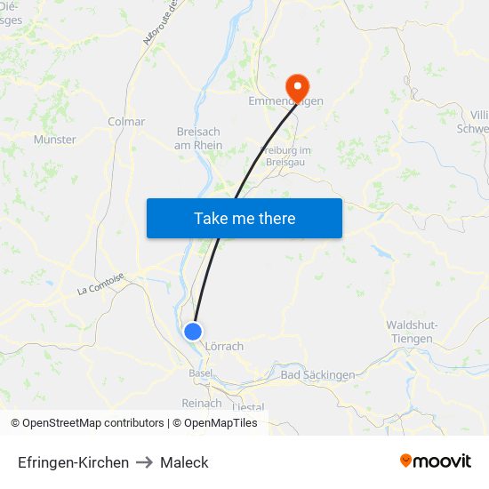 Efringen-Kirchen to Maleck map