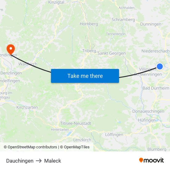 Dauchingen to Maleck map