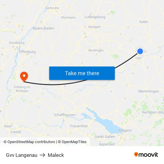 Gvv Langenau to Maleck map