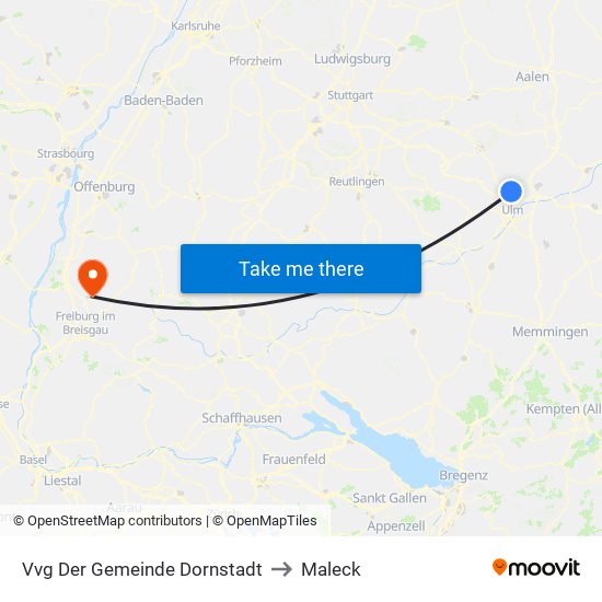 Vvg Der Gemeinde Dornstadt to Maleck map