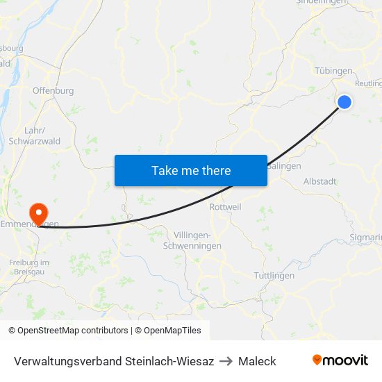 Verwaltungsverband Steinlach-Wiesaz to Maleck map
