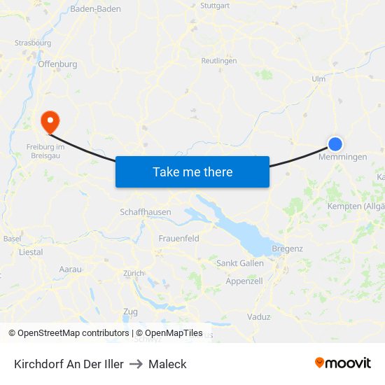Kirchdorf An Der Iller to Maleck map