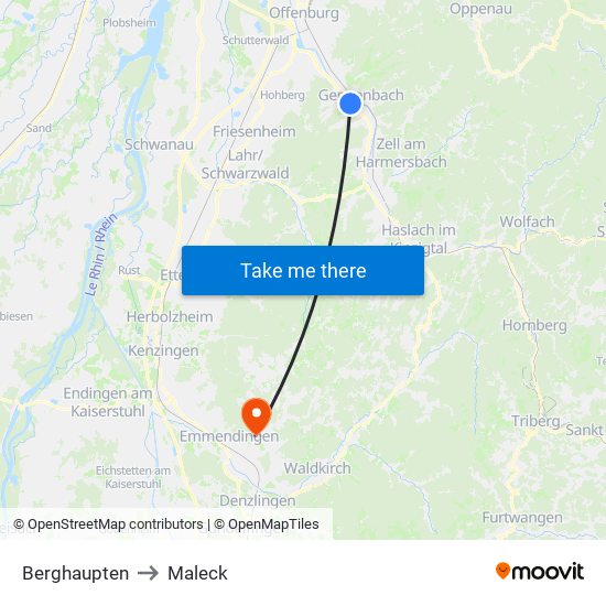 Berghaupten to Maleck map