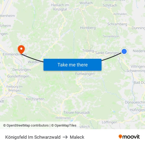 Königsfeld Im Schwarzwald to Maleck map