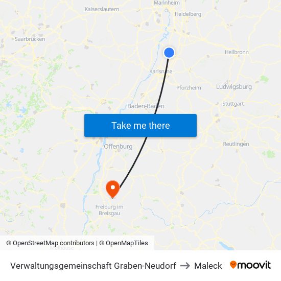 Verwaltungsgemeinschaft Graben-Neudorf to Maleck map