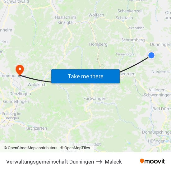 Verwaltungsgemeinschaft Dunningen to Maleck map