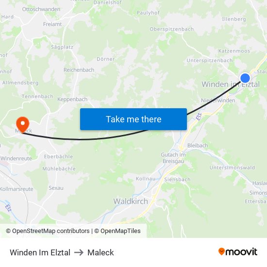 Winden Im Elztal to Maleck map