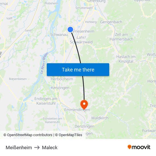Meißenheim to Maleck map