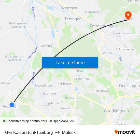 Gvv Kaiserstuhl-Tuniberg to Maleck map