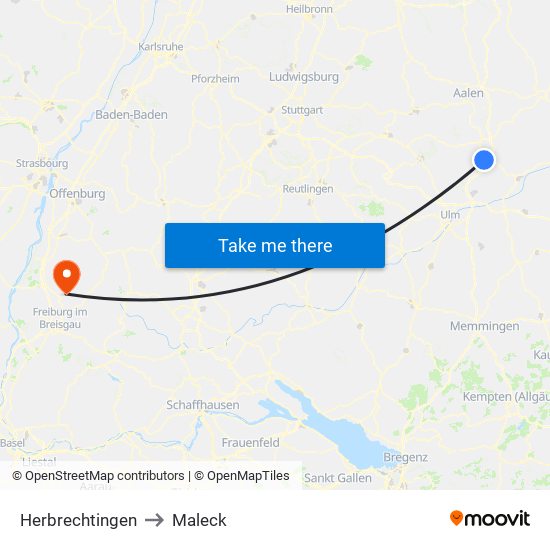 Herbrechtingen to Maleck map