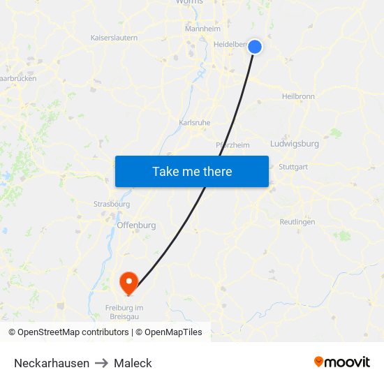 Neckarhausen to Maleck map