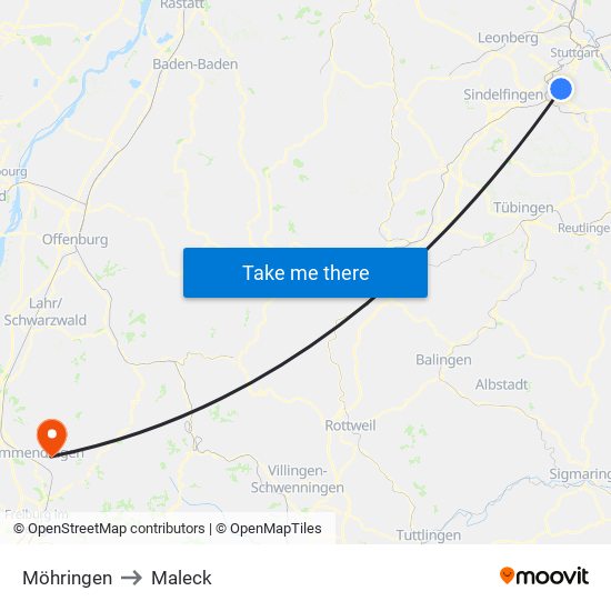 Möhringen to Maleck map