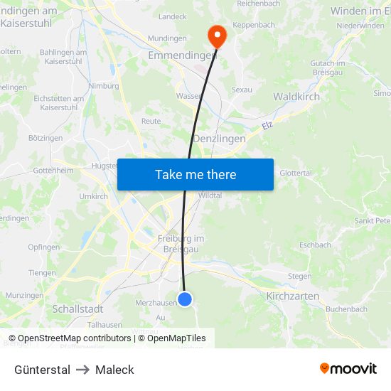 Günterstal to Maleck map