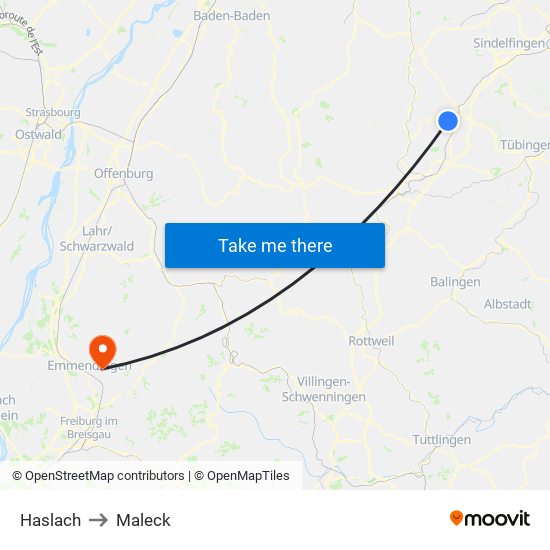 Haslach to Maleck map