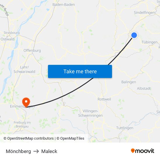 Mönchberg to Maleck map