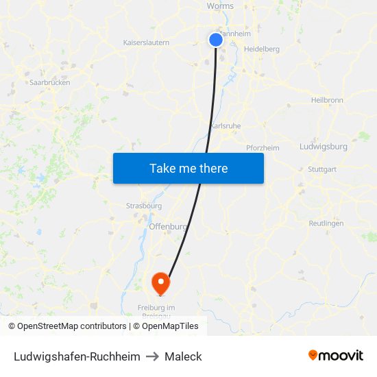 Ludwigshafen-Ruchheim to Maleck map