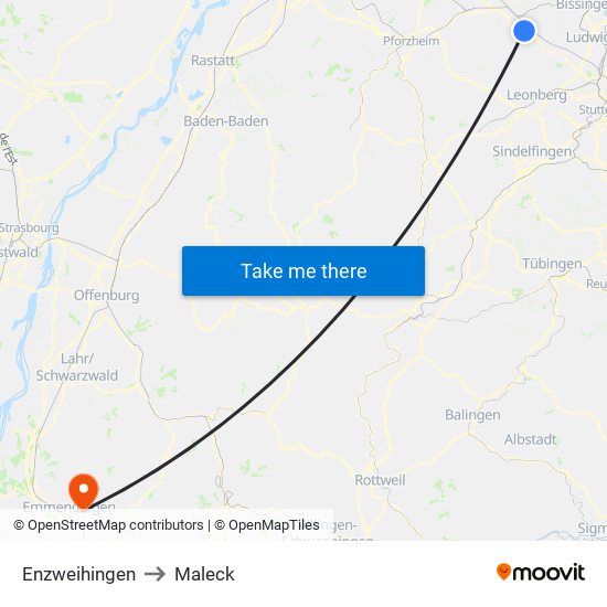 Enzweihingen to Maleck map