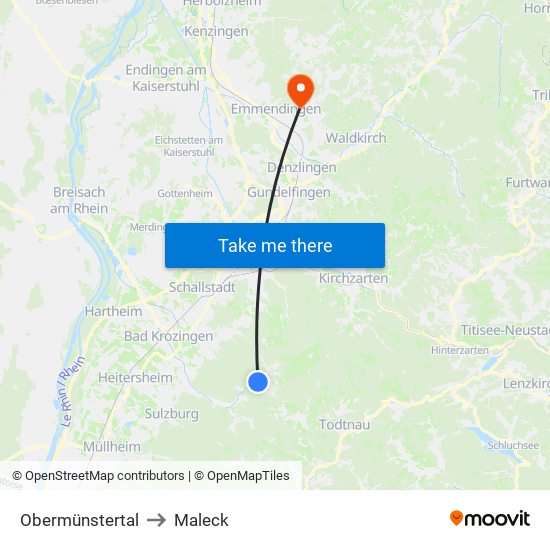 Obermünstertal to Maleck map