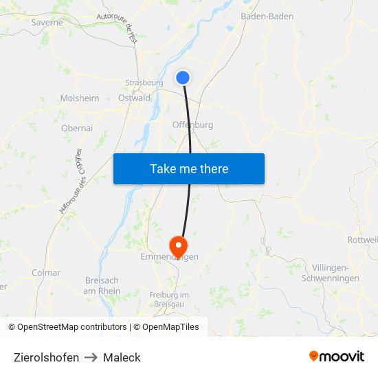 Zierolshofen to Maleck map
