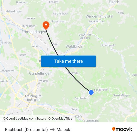 Eschbach (Dreisamtal) to Maleck map
