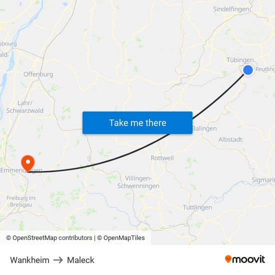 Wankheim to Maleck map