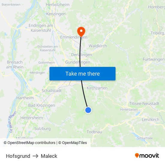 Hofsgrund to Maleck map