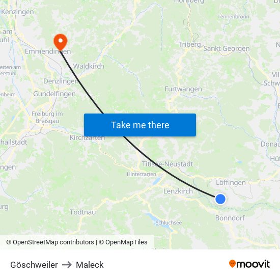 Göschweiler to Maleck map