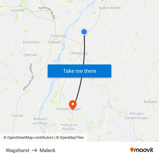 Wagshurst to Maleck map