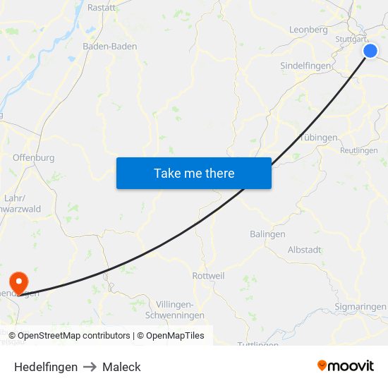 Hedelfingen to Maleck map