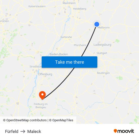 Fürfeld to Maleck map