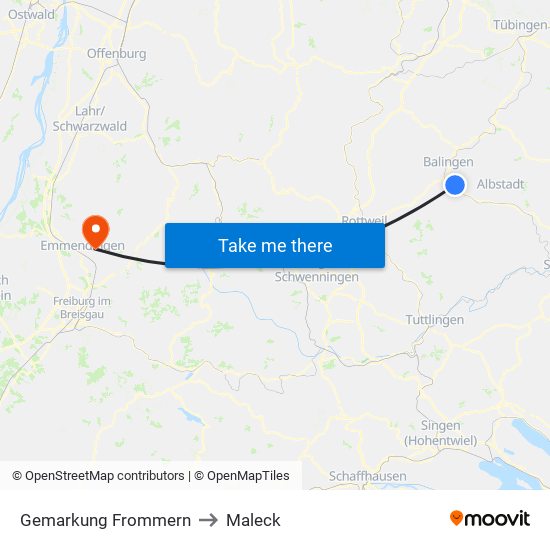 Gemarkung Frommern to Maleck map