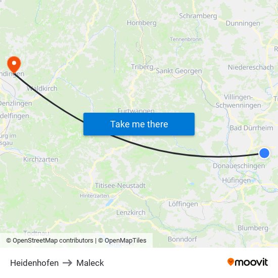 Heidenhofen to Maleck map