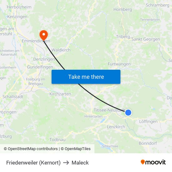 Friedenweiler (Kernort) to Maleck map