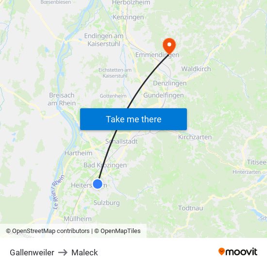 Gallenweiler to Maleck map