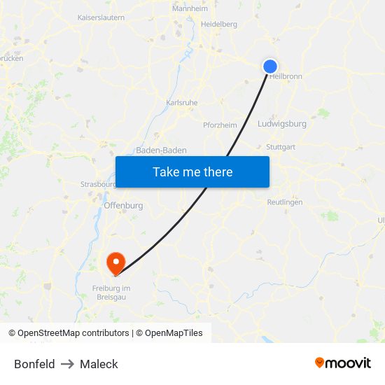 Bonfeld to Maleck map
