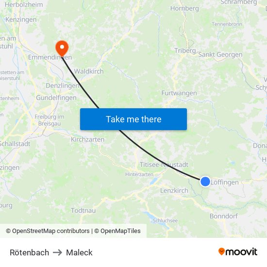 Rötenbach to Maleck map