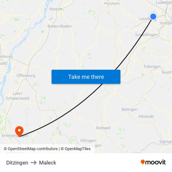 Ditzingen to Maleck map