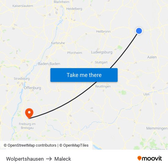 Wolpertshausen to Maleck map