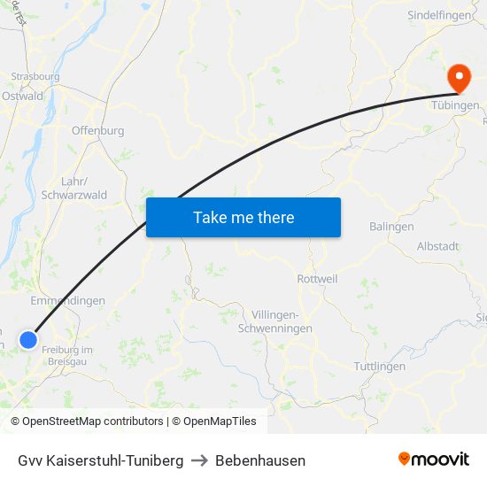 Gvv Kaiserstuhl-Tuniberg to Bebenhausen map