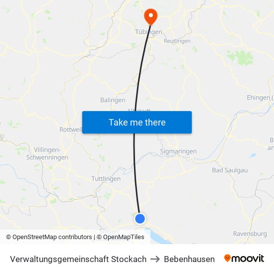 Verwaltungsgemeinschaft Stockach to Bebenhausen map