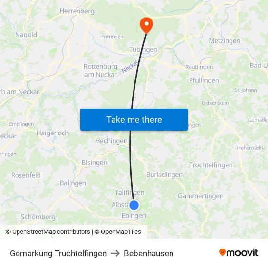 Gemarkung Truchtelfingen to Bebenhausen map