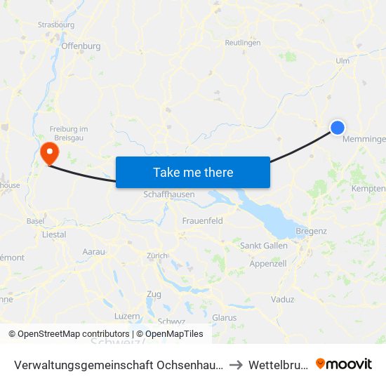 Verwaltungsgemeinschaft Ochsenhausen to Wettelbrunn map