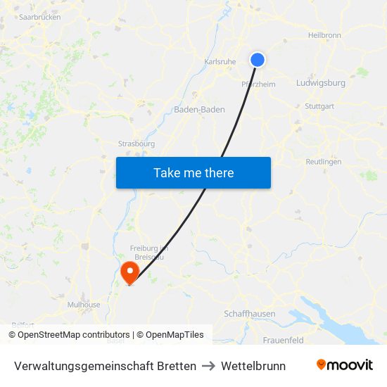 Verwaltungsgemeinschaft Bretten to Wettelbrunn map