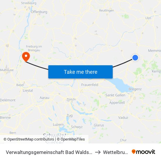 Verwaltungsgemeinschaft Bad Waldsee to Wettelbrunn map